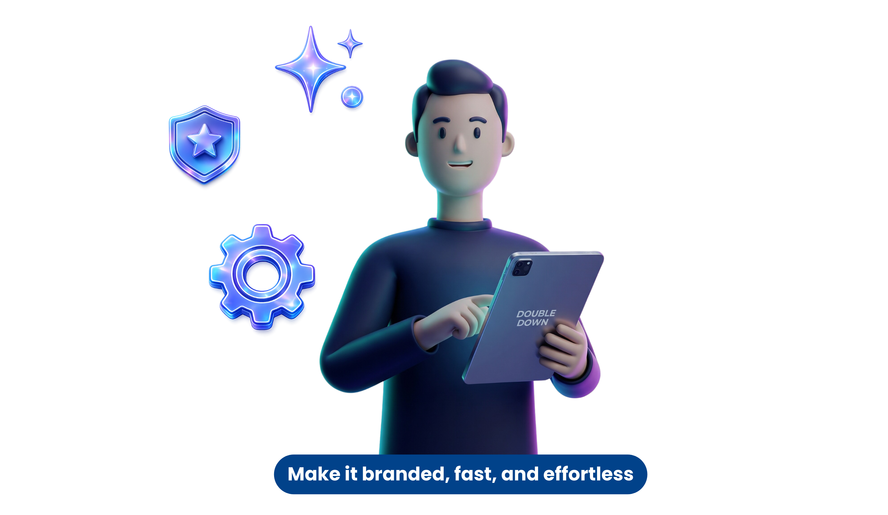 Modern photo booth operator concept image highlighting branded experiences, automation, and reliable software, labeled “Make it branded, fast, and effortless.”